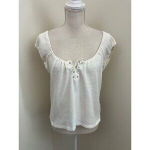 White On/Off Shoulder Cap Sleeve Top Size Large